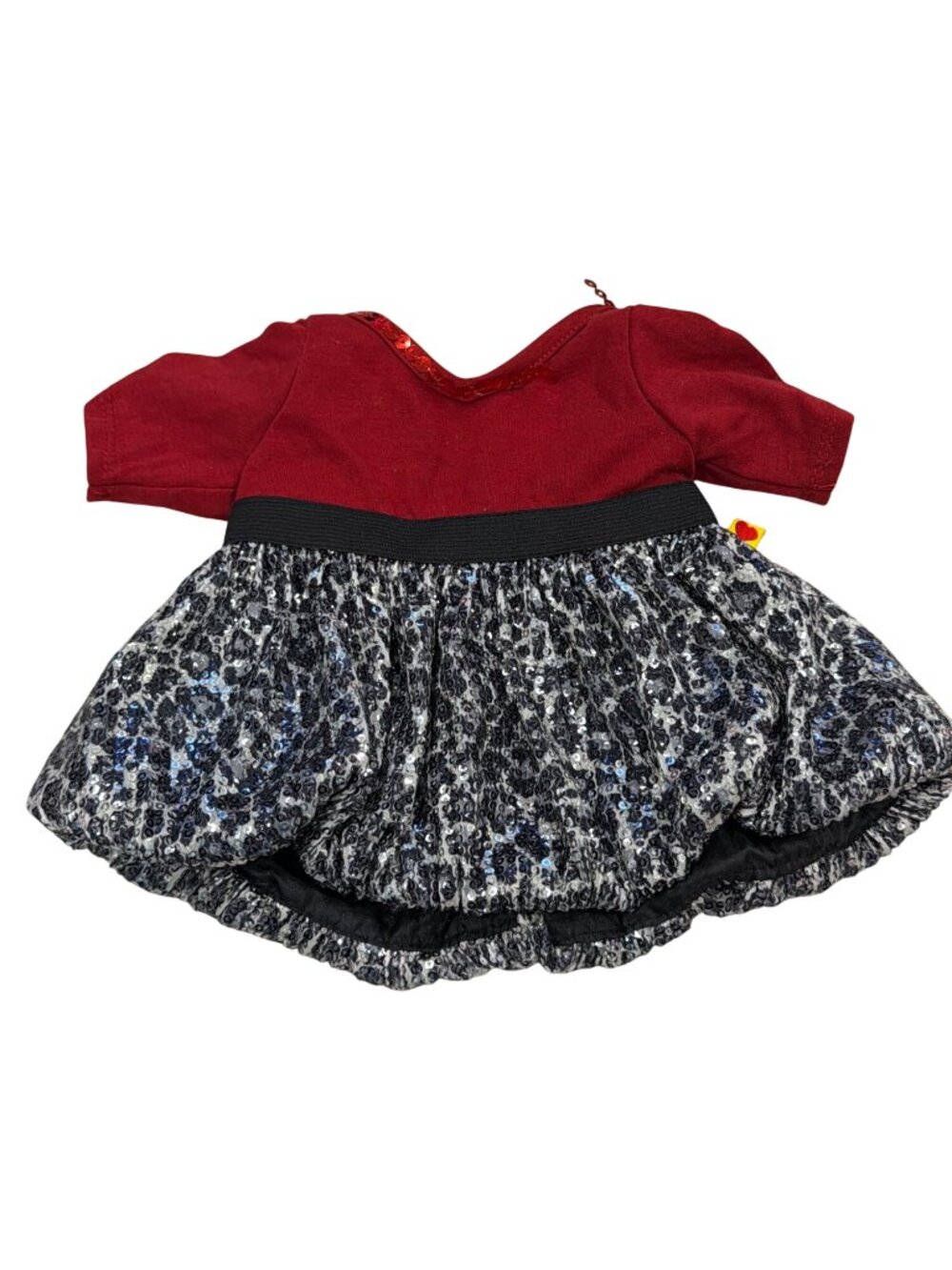 Build-A-Bear Vintage Red Dress With Sequins & Animal Print Skirt